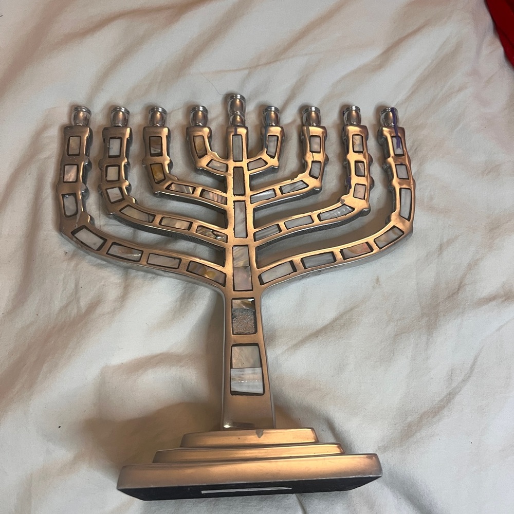 Silver Menorah Candle Holder